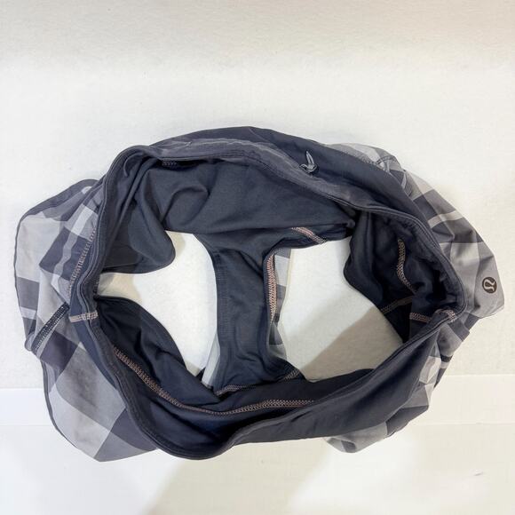 Lululemon Run Speed Shorts Foxy Plaid Gray Shades Lined Built in Briefs Size 6 - Picture 3 of 6